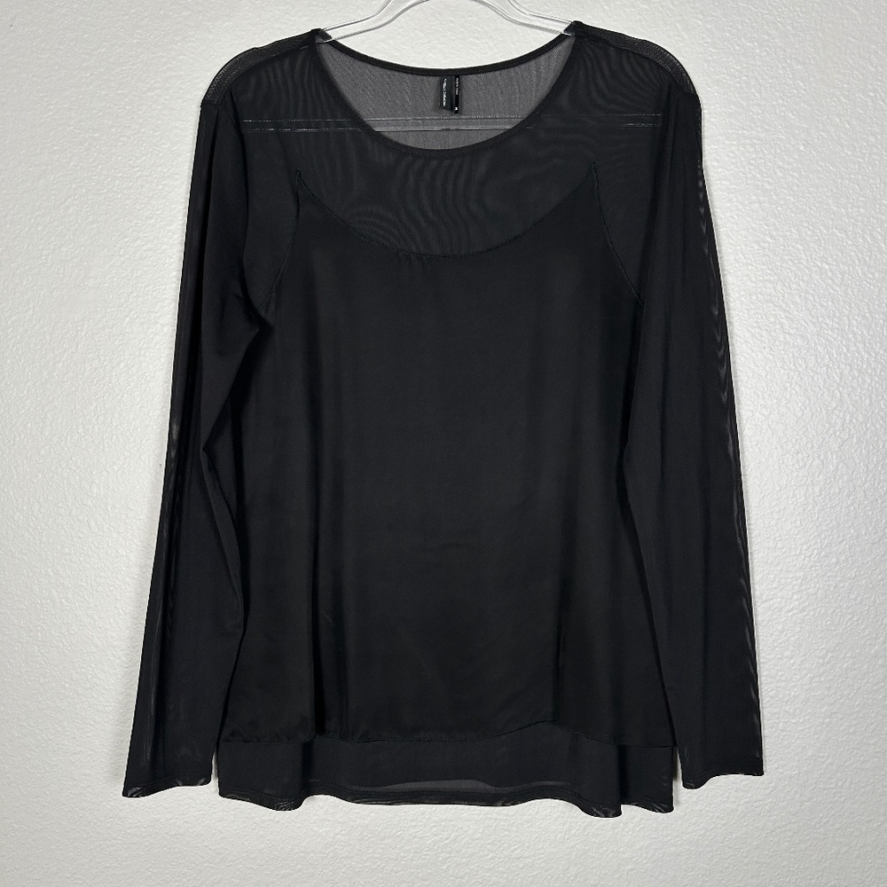 Stella Carakasi size M black top long mesh sleeve layered capsule wardrobe